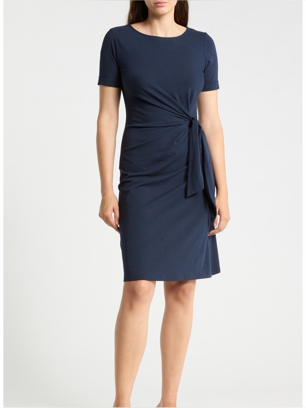 NWT J. McLaughlin Navy Blue Leonora Tie Side T-shirt Dress size L